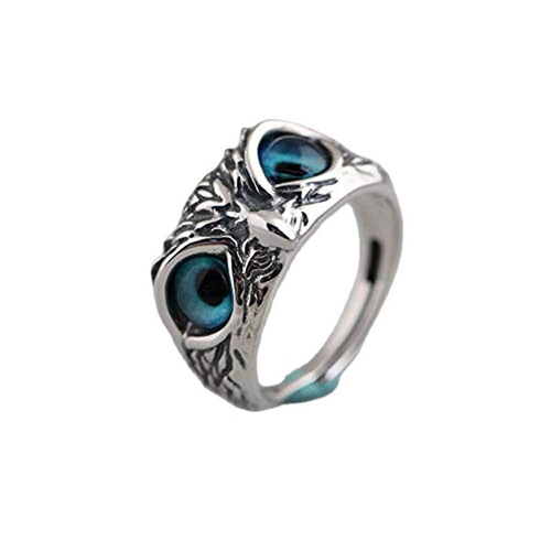 Retro devil eye owl ring creative exaggerated animal couple opening adjustable ring wish style