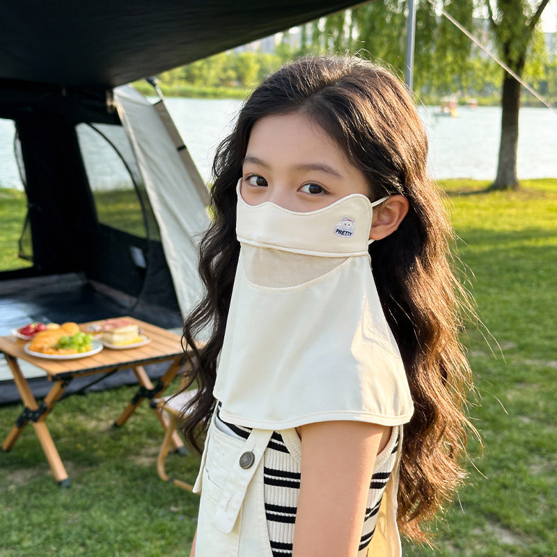 Children's Sun Protection Mask with Integrated Neck Protection for Girls, Summer Outdoor Camping Ice Silk Uv Protection Full Face Mask Children's Sun Protection Mask with Integrated Neck Protection for Girls, Summer Outdoor Camping Ice Silk Uv Protection Full Face Mask