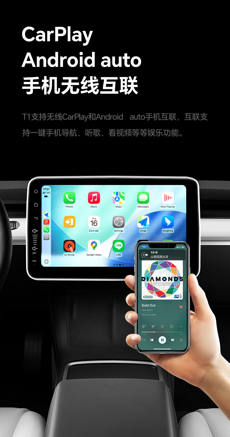 Smart Car Navigation System 9/ 10inch Single/Dual Spindle 360-Degree Rotating Head Unit Wireless Carplay Car Dvd