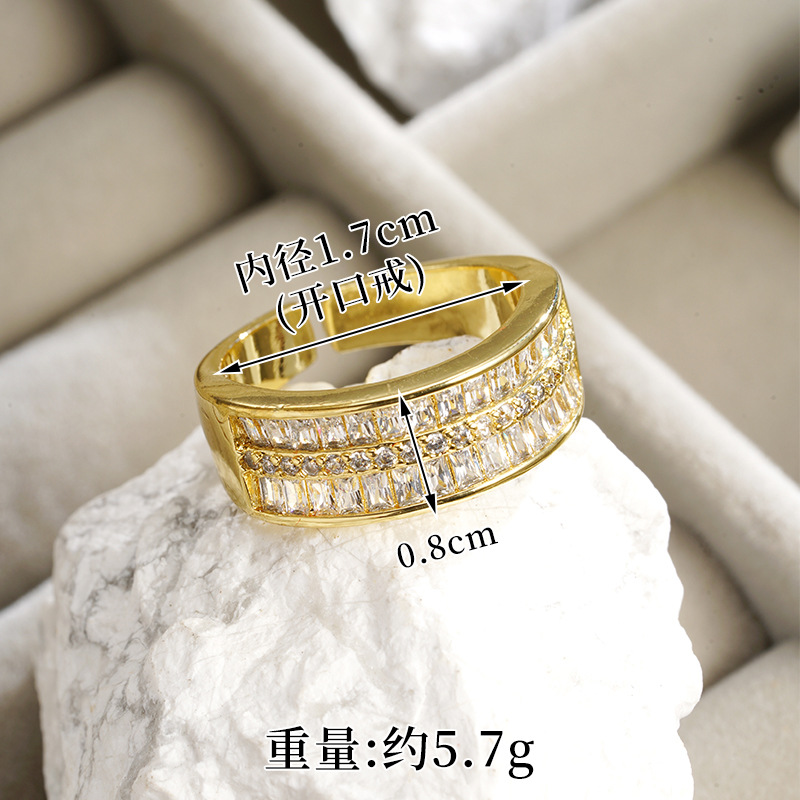 Brazalete de 18k de galvanoplastia de oro de arena antigua transfronteriza, anillo de gypsophila de diamantes