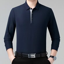 诚招代理男士山羊绒T恤商务休闲免烫体恤男2025时尚翻领爸爸上衣