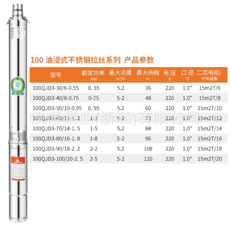 QJ bomba de pozo profundo de acero inoxidable resistente a la arena de gran altura de alto flujo de la bomba de agua limpia del hogar bien agrícola multi-etapa bomba sumergible