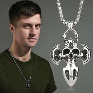 Retro Skeleton Cross Titanium Steel Necklace Men's HIPHOP Personalized Street Biddi Couple Underdient Wholesale