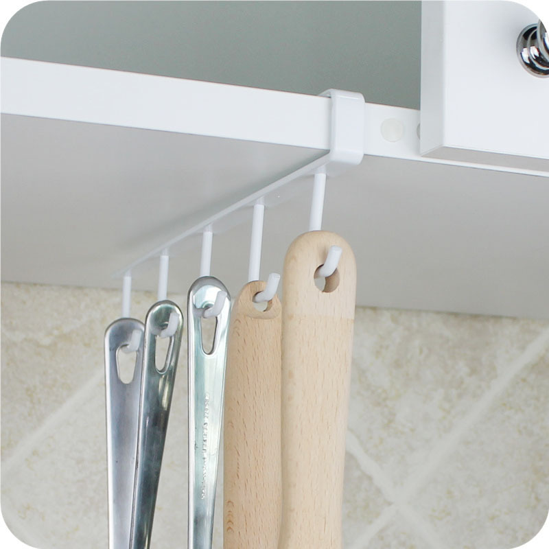 免钉免打孔倒挂钩子 日式简约厨具挂钩架 橱柜隔板挂钩厨房置物架