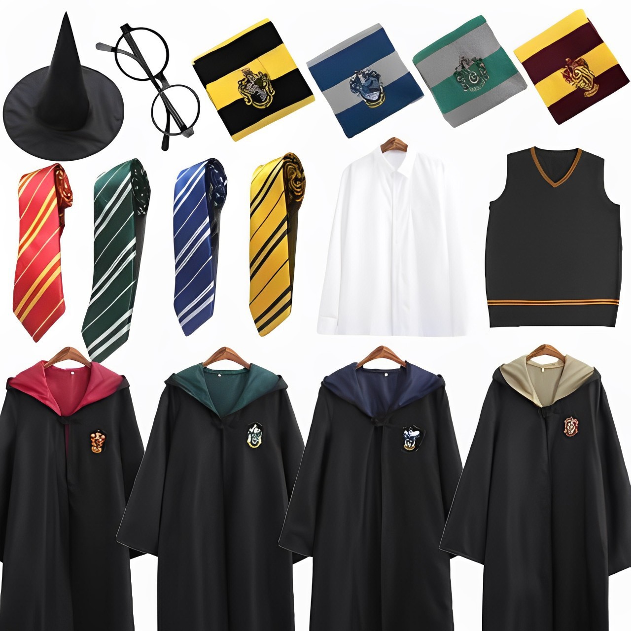 Harry Potter Same Style Cos Clothes Kidsren's Clothing Magic Robe Full Set Anime Cosplay Halloween Cloak