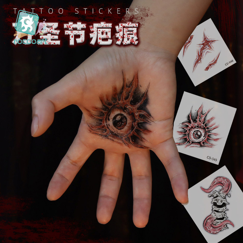 New Cross-Border Halloween Big Mouth Tattoo Stickers Horror Thriller Spider Stickers Waterproof DIY Face Tattoo Stickers