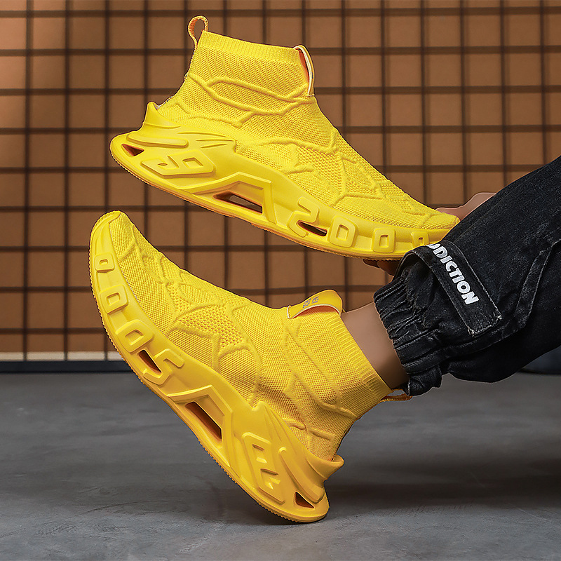 Large Size 46 New Sports Shoes High-Top Fly-Knit Mesh Blade Sports Casual Shoes Cross-Border Blade Sock Shoes