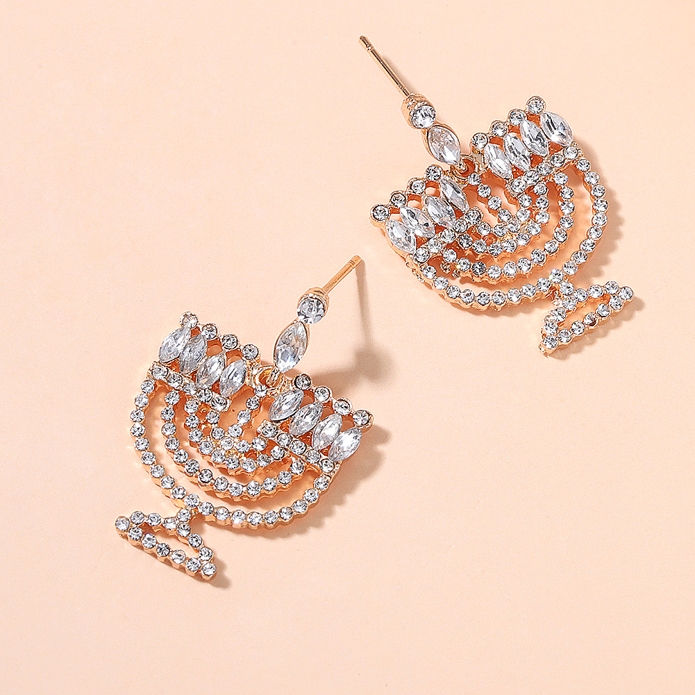 new full diamond candlestick earrings fashion alloy diamond Christmas candle earrings