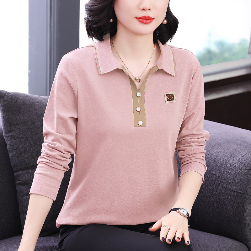 新款大码T恤女时尚polo衫大码宽松上衣遮肚显瘦打底衫简约体恤女|undefined
