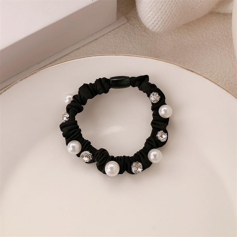 DongDamen nuevo anillo de cabello de diamante de perla para el cabello femenino de alta calidad sensación de cabello de cuerda de cabello al por mayor