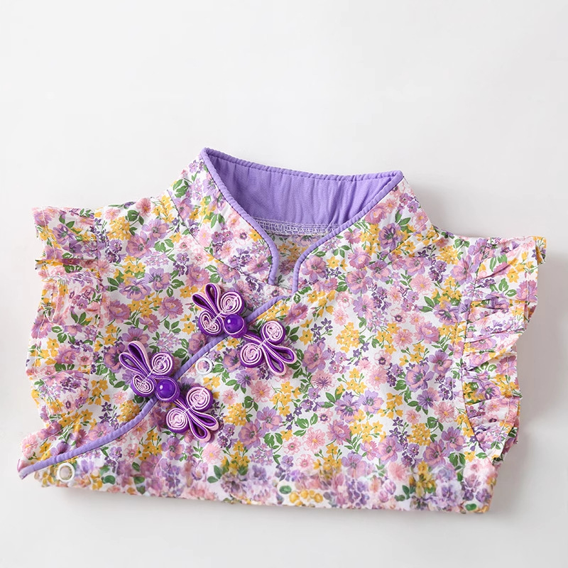 Bebé verano cheongsam triángulo mameluco estilo chino recién nacido Ropa un mes de edad cien días estilo occidental bebé niña vaina