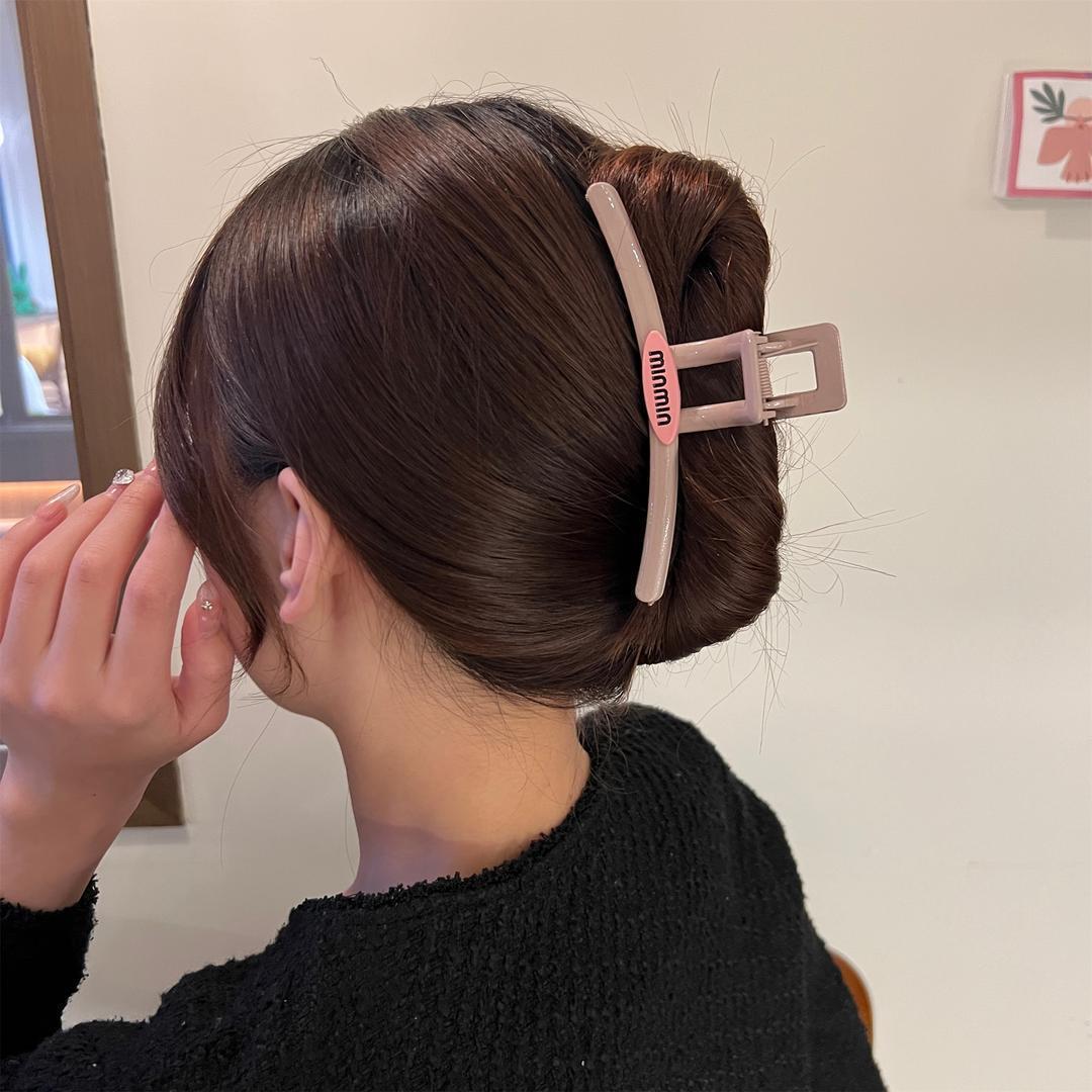フレンチシンプルなコントラストカラーの女性用大型ウェーブグリッパー、ハイエンドシャーククリップ2025新しい後頭部ヘアアクセサリー