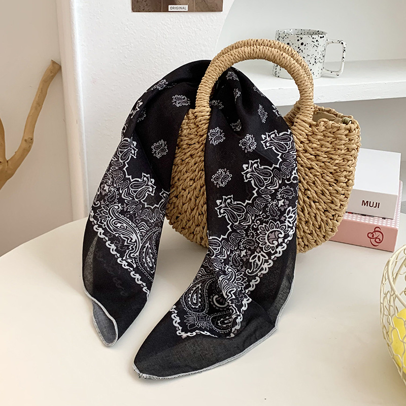 Cintas para el cabello, nueva impresión de letras coreanas, bufandas de seda, decoración profesional para mujeres, bufandas con bufandas cuadradas