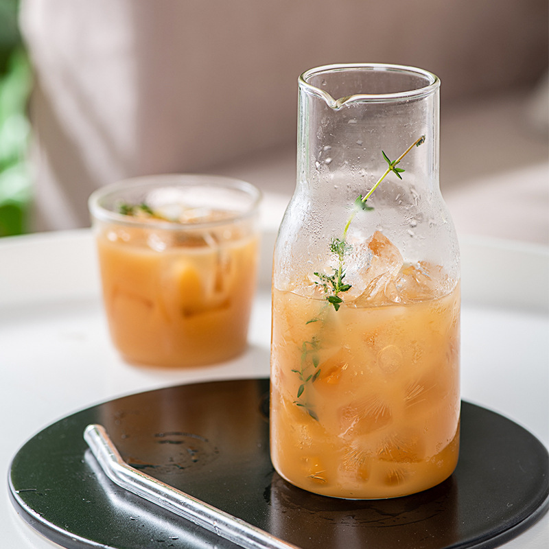 Jarra de agua fría para el hogar, juego de jarra de vidrio de borosilicato alto, resistente al calor, a prueba de explosiones, jarra de agua fría transparente, jarra de vidrio para jugo y bebidas frías