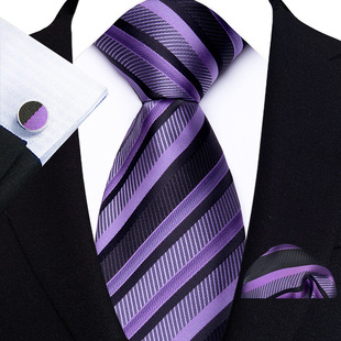 Factory spot direct supply polyester 8cm fashion Paisley men's tie square cuff three-piece set