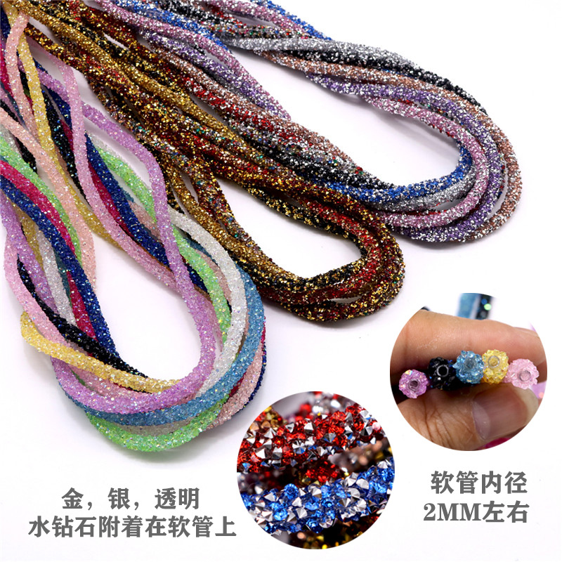 Cross-border Amazon Glitter Diamond Resin Drill Hose 7mm DIY Hair Accessories Hat Clothing Accessories