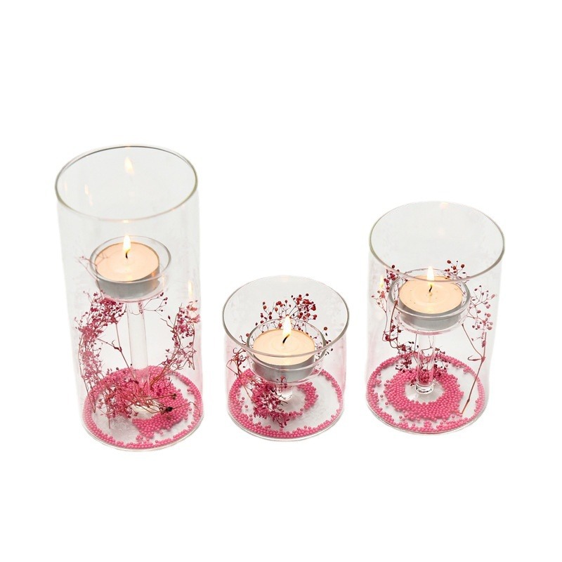 De estilo europeo cilindro de cristal huracán candelabro lámpara de aceite a prueba de viento titular de la vela decoración del hogar creativo con velas cena regalo