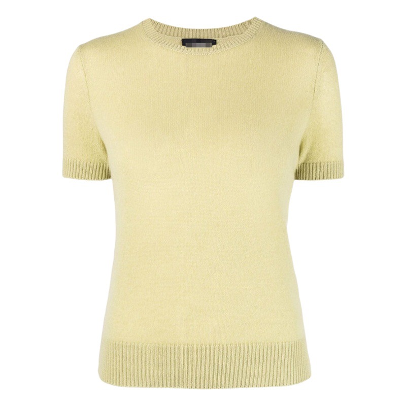 Women's short-sleeved all-match sweater, solid color cashmere thin, new spring