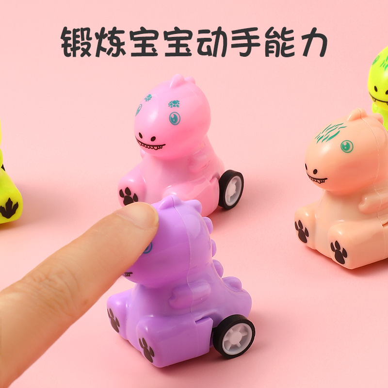 Macaron color dinosaurio tire del coche Mini juguete de la historieta los niños huevo kindergarten regalo juego