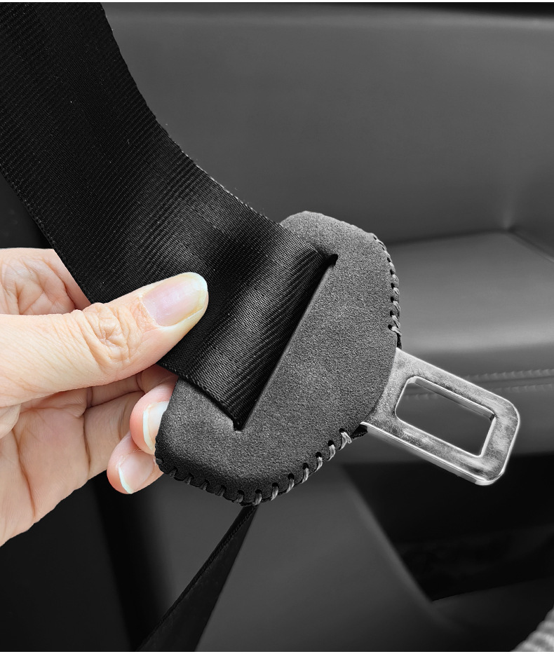 Cross-Border Customizable Logo to Reduce Noise, Suede Leather Seat Belt Buckle Protective Cover, Safety Belt Card Head, Car Interior
