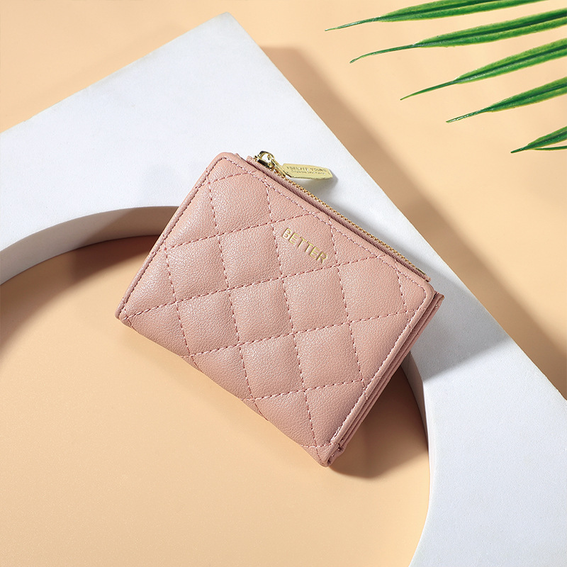 Nueva billetera de gran capacidad simple billetera de mujer billetera de color sólido corto monedero con cremallera de alta calidad para mujer