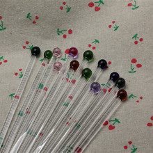 高硼硅玻璃搅拌棒调酒棒奶粉咖啡彩色珠珠搅拌棒