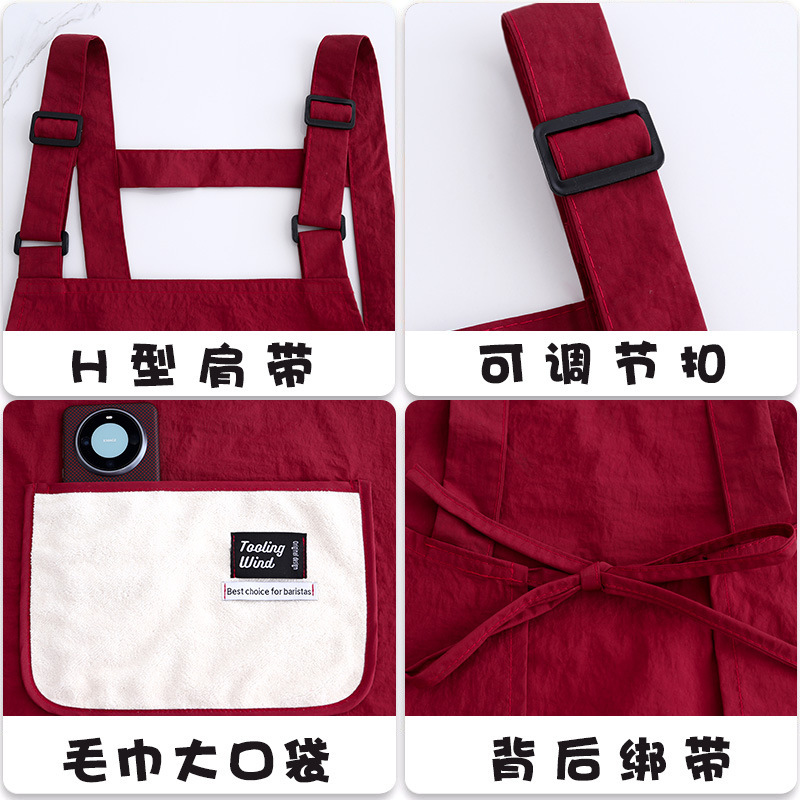 新型ファッションかわいい防水エプロン家庭用キッチン料理ウエスト花屋飲食専用作業服印字|undefined