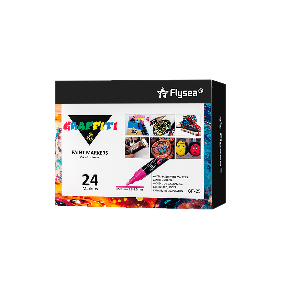 Bolígrafo acrílico tipo válvula Flysea, papel impermeable de gran capacidad, color superpuesto, pintura de graffiti de bricolaje, pincel de arte