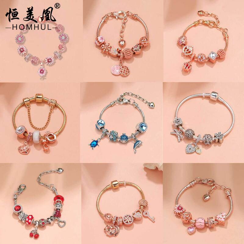 Temu Hot-Selling Summer Ocean Style Blue Dolphin Turtle Shell Starfish DIY Girl Beaded Bracelet Jewelry for Women