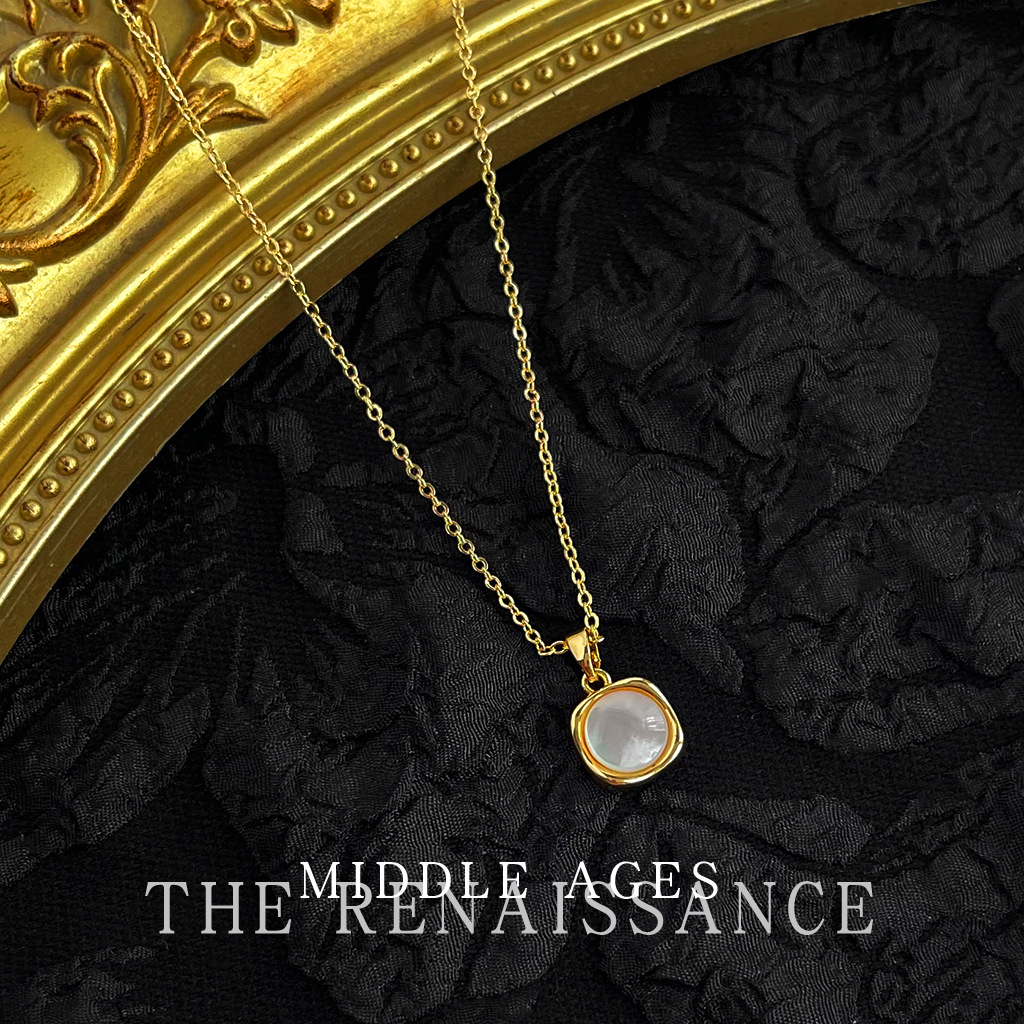 Vintage Morning Dew Light Antique Style Real Shell Necklace Electroplated with 18K Real Gold