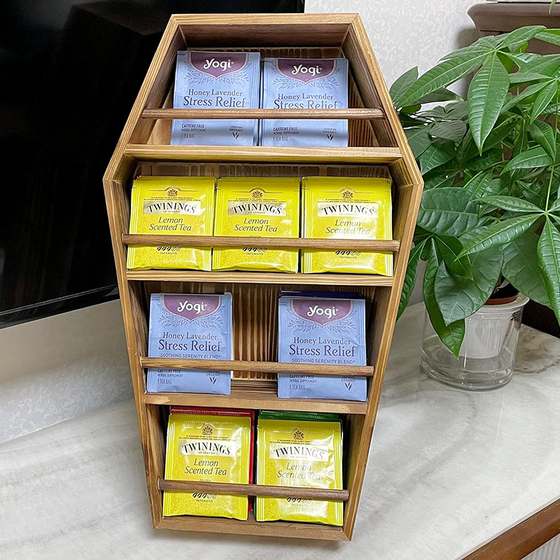 Bolsa de café de madera estante de almacenamiento de escritorio de oficina doméstica bolsa de té estante de acabado creativo estilo gótico almacenamiento de joyas de perfume