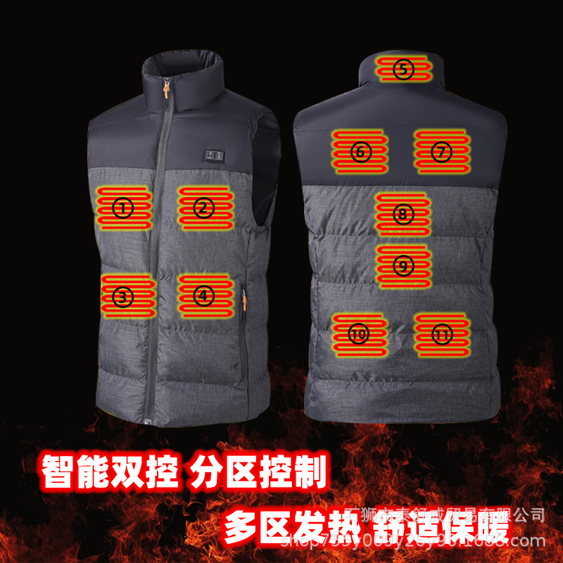 Hombres directos de fábrica y mujeres de color inteligente a juego de calefacción chaleco USB carga temperatura constante a prueba de frío chaleco caliente al por mayor