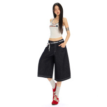 25th ootd!｜原牛色时尚阔腿牛仔裤女夏季新款高腰宽松直筒七分裤