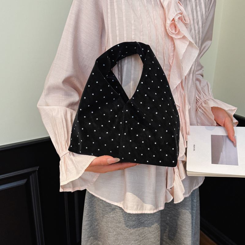 2026 nuevo punto de onda de moda de mujeres bolsos de escuela de estilo extranjero retrógrado nicho de verano monzón literatura y arte bolsos de mano de gran capacidad