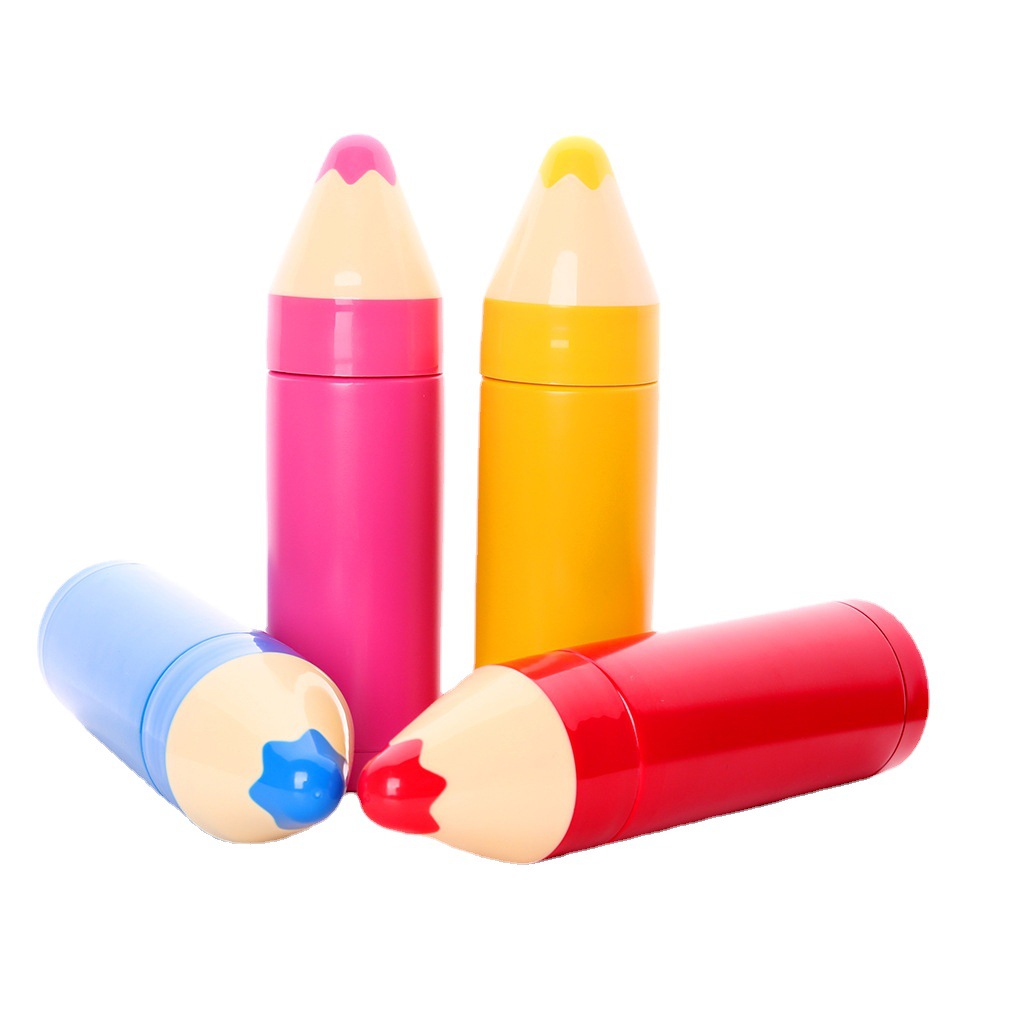 Factory Wholesale Children Color Pencil Cup Sealed Thermos Vacuum Double Layer Stainless Steel Coffee Cup Insulation Cup