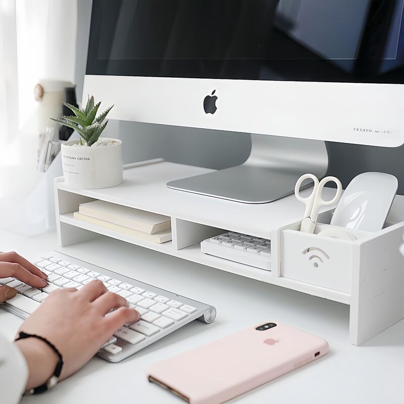 Computer Monitor Stand Riser Desktop Organizer Shelf Office Desk Storage Rack