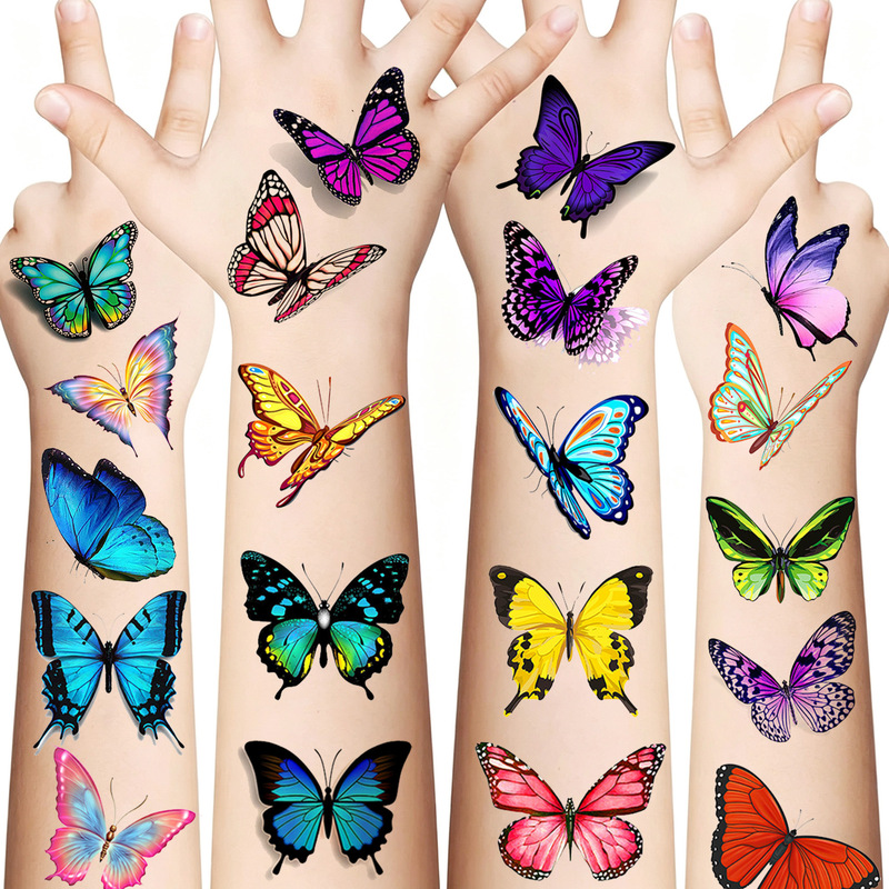 Cross-border cartoon colorful realistic butterfly children's tattoo stickers waterproof realistic tattoo stickers TEMU European and American Tattoo Cross-border cartoon colorful realistic butterfly children's tattoo stickers waterproof realistic tattoo stickers TEMU European and American Tattoo