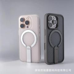 ハニカム放熱適用iPhone16縦型磁気吸引スタンド携帯ケースアップル15創意メッシュ転倒防止カバー14