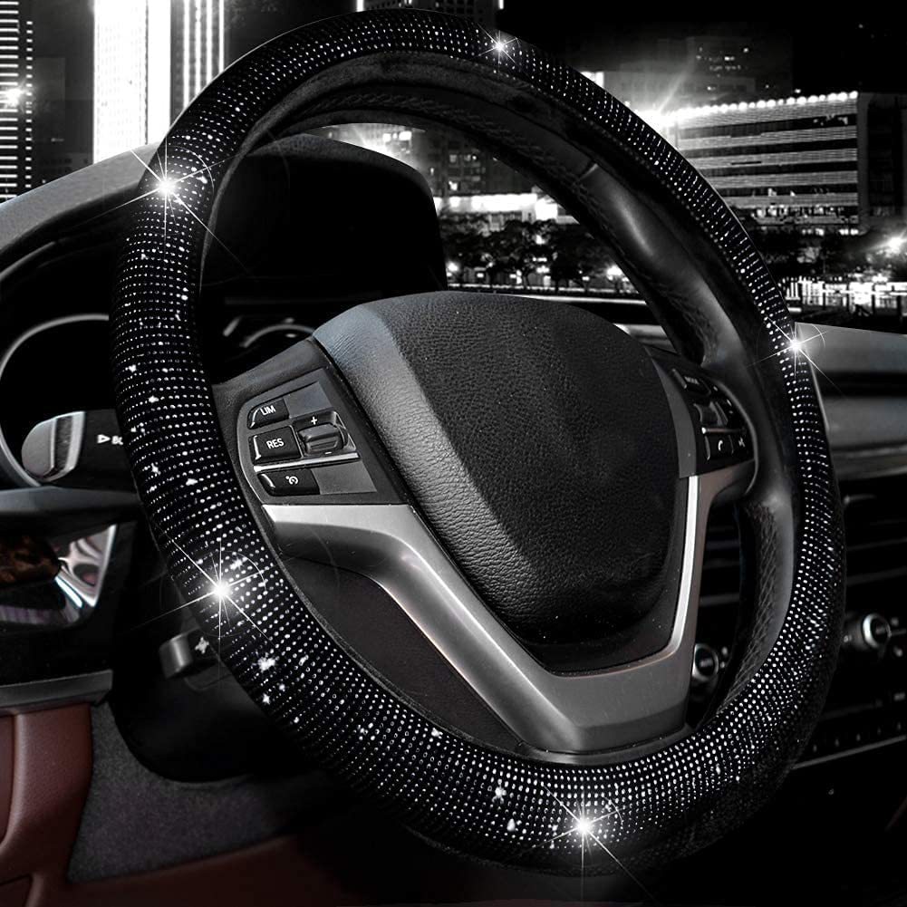 Source Factory Cross-Border Car Diamond-Studded Steering Wheel Cover with Inner Ring, Full Rhinestone Car Interior Handle Cover