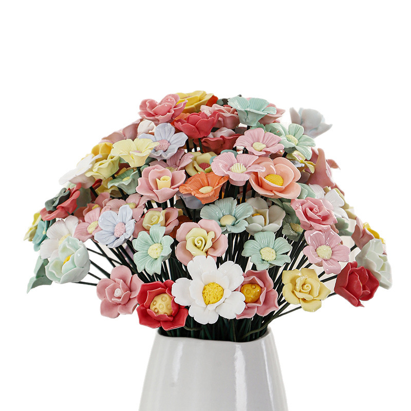 景徳鎮セラミックフラワー牡丹の花手作りピンチフラワー磁器装飾品花瓶装飾ホームプリザーブドフラワー|undefined