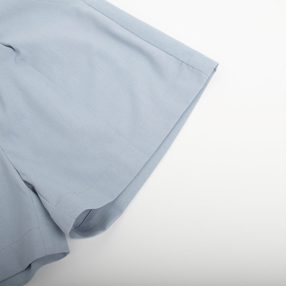 Bộ vest gile và quần short nữ chất liệu lanh cotton, áo khoét vai không tay, kiểu công sở — Màu mơ, Màu nâu đậm, Màu trắng, Màu xanh nước biển chi tiết 64