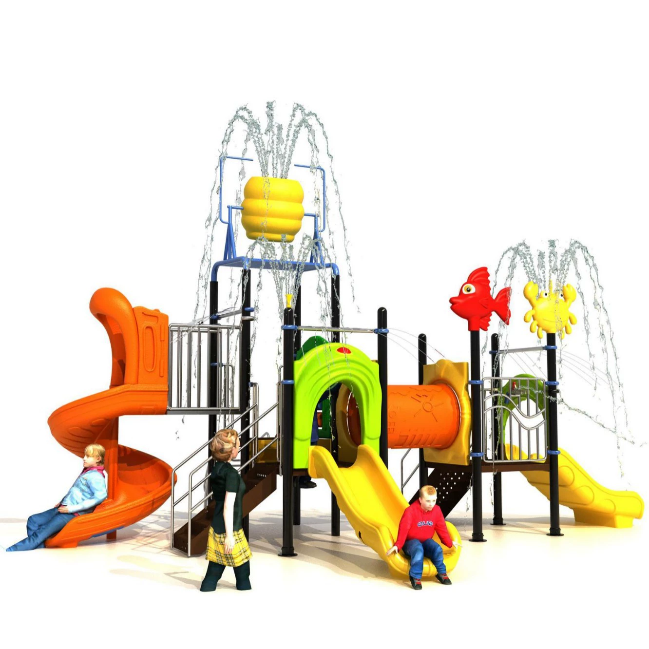 Детская водная горка 89 трубчатая колонна пластиковая водяная горка с распылителем для парков и улицы комбинированная горка