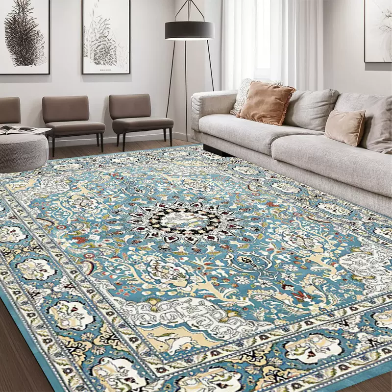 跨境热销美式中古复古床边外贸沙发地毯客厅卧室女孩免洗可擦地垫