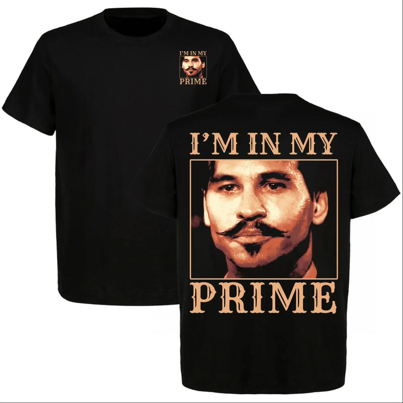 European Size Pure Cotton Men's T-Shirt with I'M in My Prime Lettering and Portrait Print, Versatile Short-Sleeve for Everyday Wear European Size Pure Cotton Men's T-Shirt with I'M in My Prime Lettering and Portrait Print, Versatile Short-Sleeve for Everyday Wear