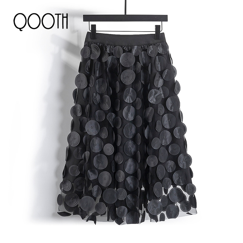Cross-Border Popular Spring and Summer Three-Dimensional Decorative Patchwork Mesh Women's Mid-Length Skirt with Lining Cross-Border Popular Spring and Summer Three-Dimensional Decorative Patchwork Mesh Women's Mid-Length Skirt with Lining
