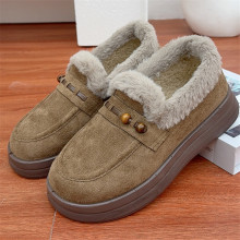 冬季新款加绒加厚老北京布鞋女棉鞋勃肯女鞋一脚蹬软底休闲乐福鞋