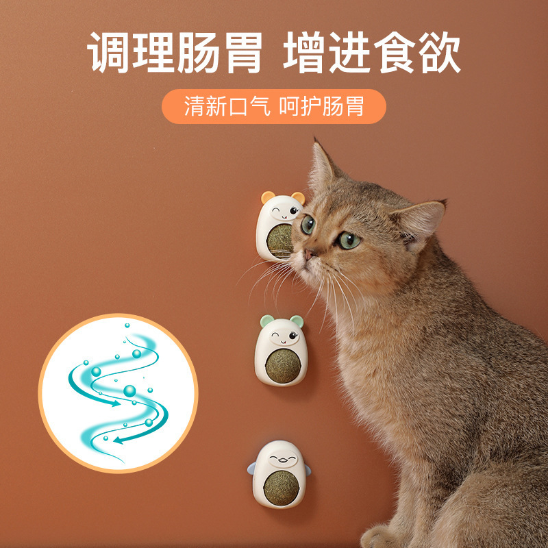 Bolas de menta para gatos rotativas de dibujos animados para gatos adultos, gatos jóvenes, dientes de molienda, dientes de limpieza de pelo, bolas de hierba para gatos al por mayor