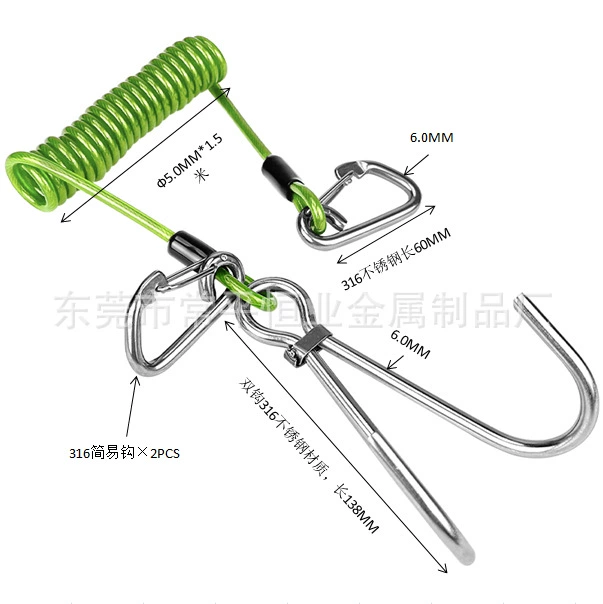 Погружной трос может быть добавлен LOGO дайвинг 316 из нержавеющей стали аксессуары для камеры против потери выдвижной пружины стальной трос