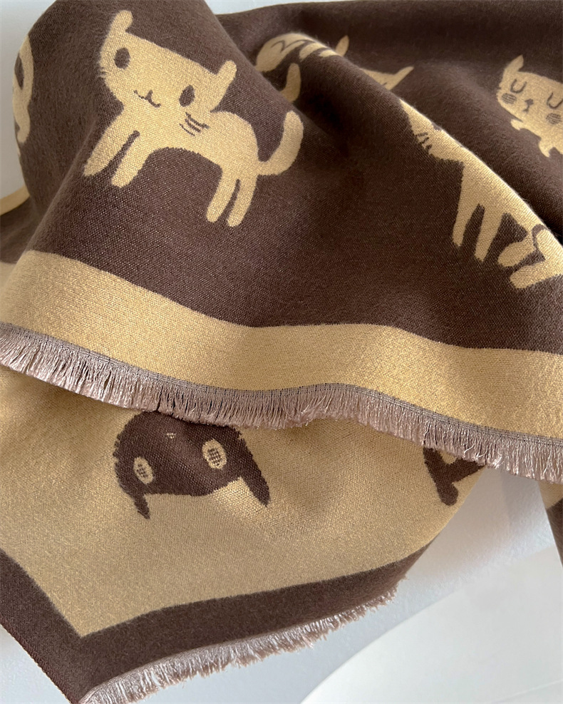 Scialle invernale lungo in jacquard double face con aria condizionata e caldo, in imitazione cashmere, sciarpa personalizzata alla moda per donna_voghion.com