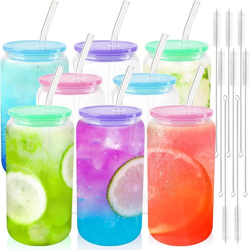 Glass cup with high temperature resistance 16oz frosted straw cup borosilicate glass cola cup